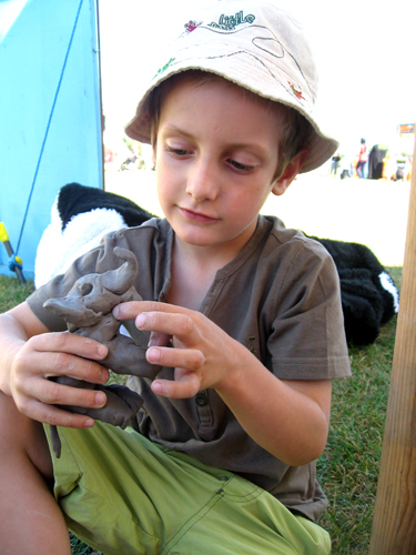 boy with elephant