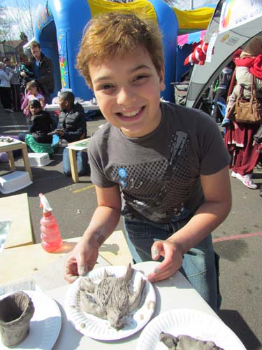 pupils making clay models