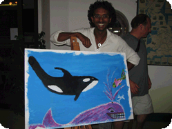 whale of a time event, painting, whale